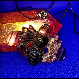 Fluorite gemestone bee pendant artisan made